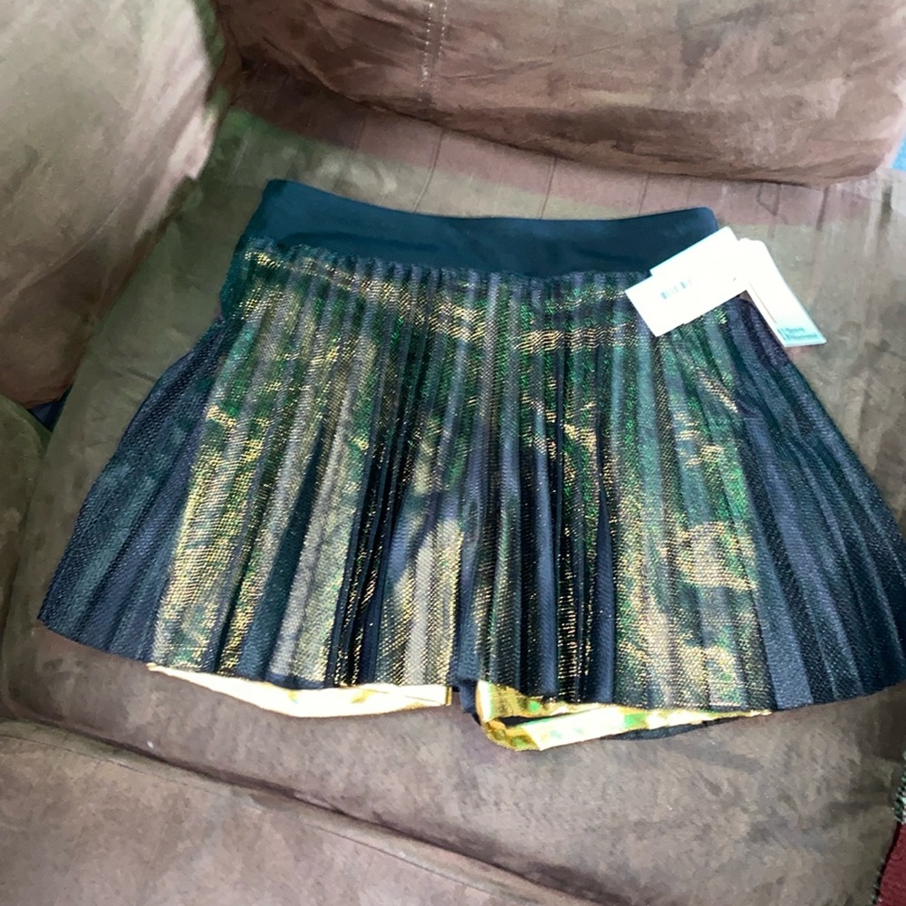 Sports Illustrated Black Mesh Skirt w/ Gold Shorts NWT
